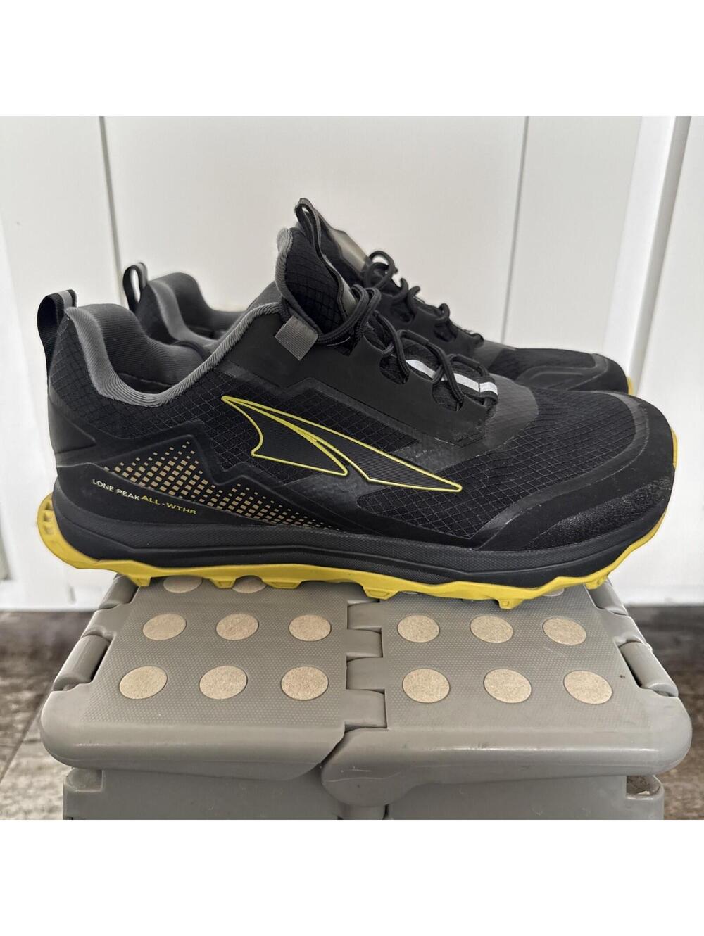 Altra Shoes Mens Size 8 Black Yellow Lone Peak All  WTHR Trail Running Hiking - Picture 5 of 14